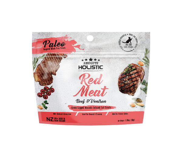Absolute Holistic Air Dried Cat Treats Red Meat Beef & Venison 50g