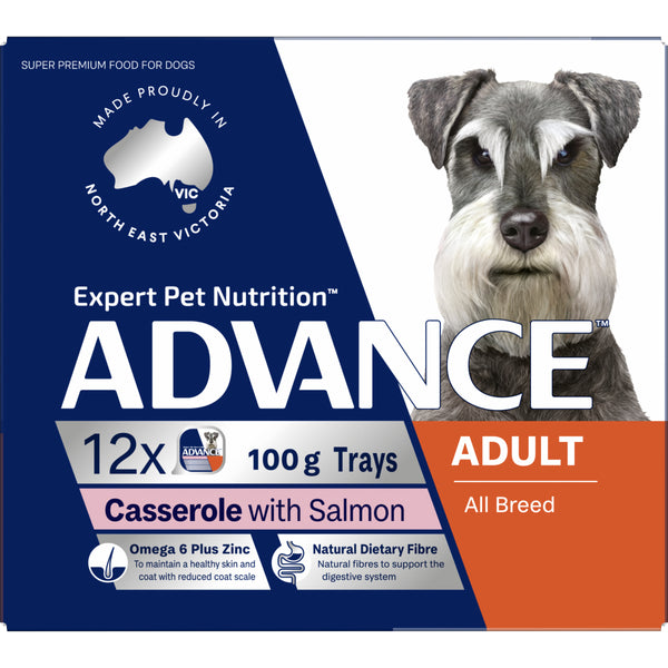 Advance Casserole with Salmon All Breed Adult Wet Dog Food Tray 100g x 12