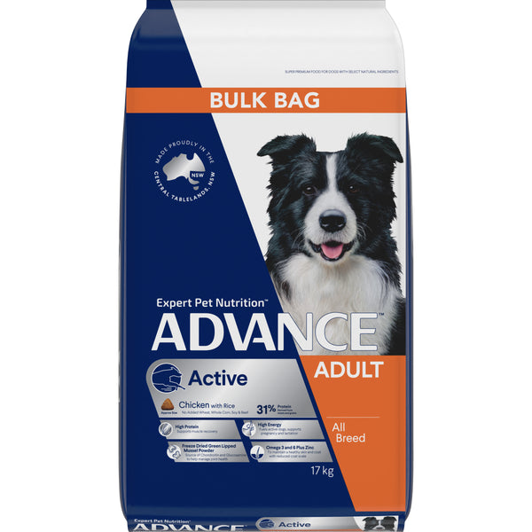 Advance Chicken and Rice Active Adult Dry Dog Food 17kg