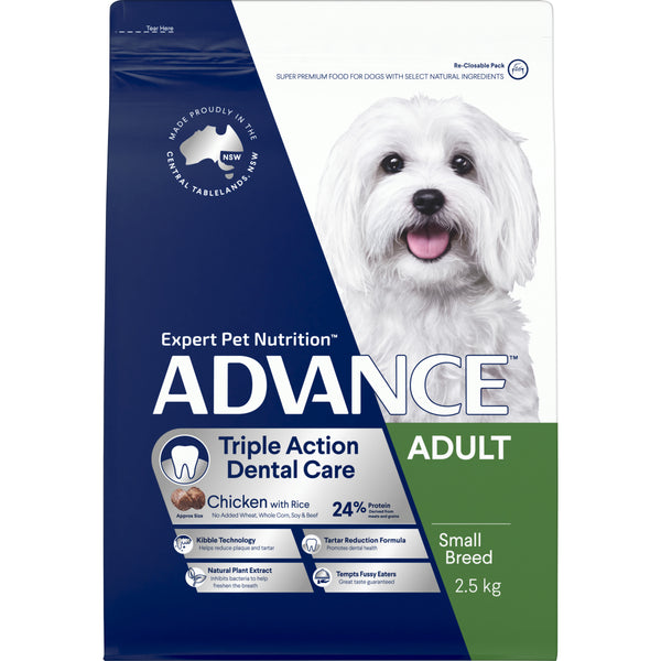 Advance Chicken and Rice Triple Action Dental Health Care Small Breed Adult Dry Dog Food 2.5kg