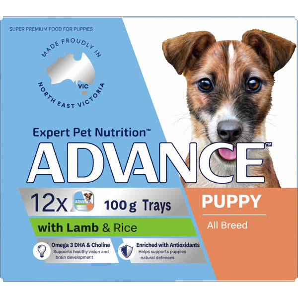 Advance Lamb and Rice All Breed Puppy Wet Dog Food Trays 100g x 12