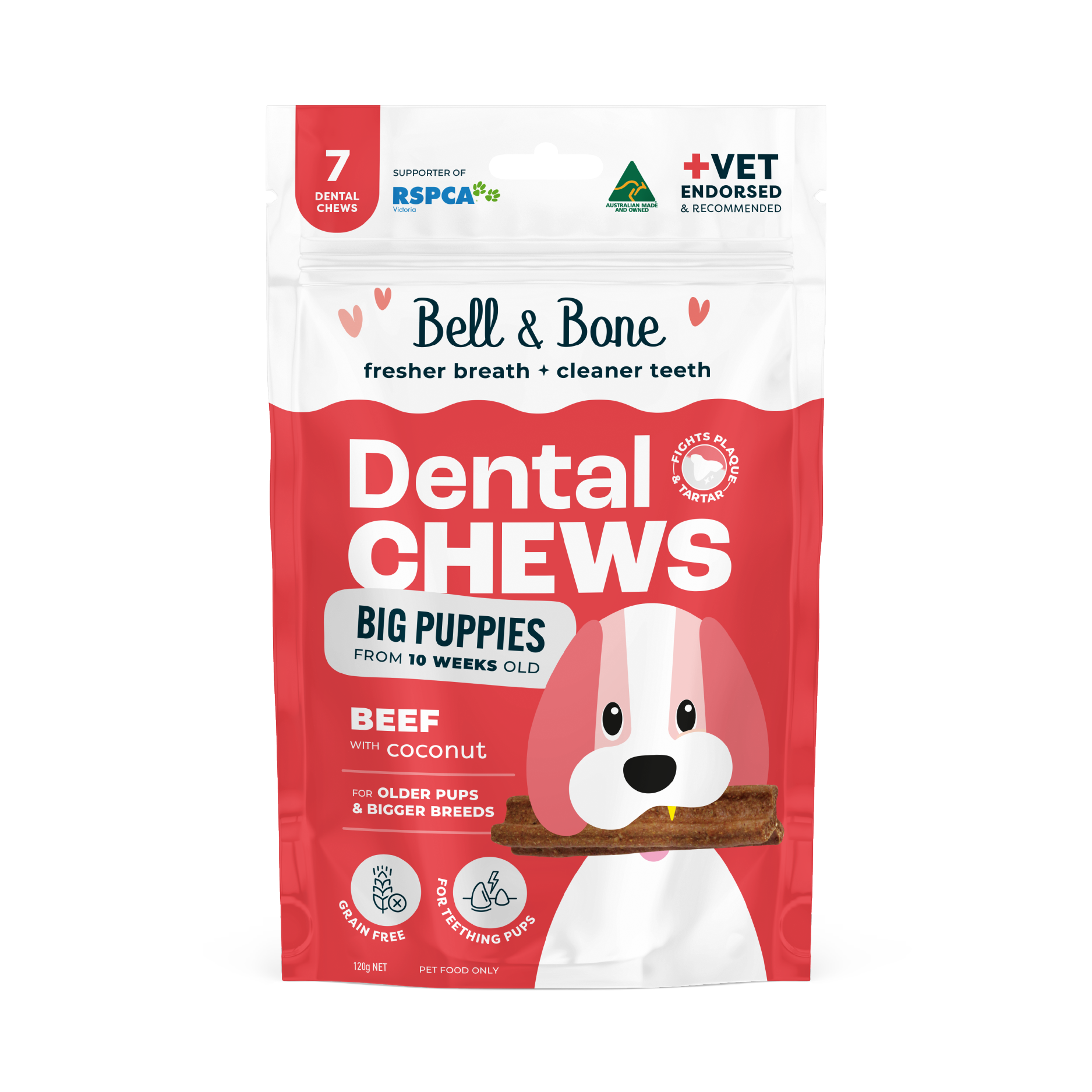 Bell & Bone Big Puppy Dental Chews Beef 7 Pack