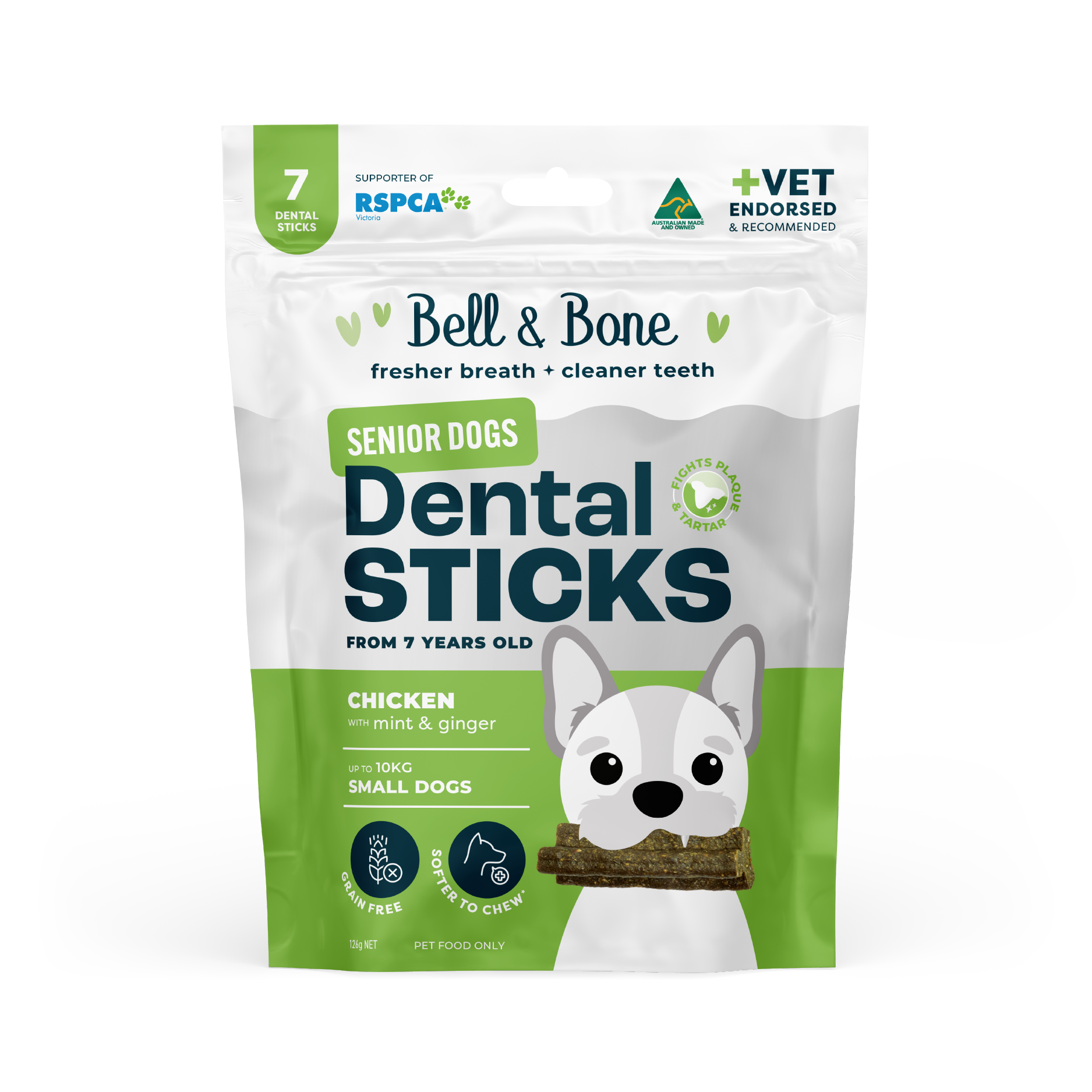 Bell & Bone Senior Dog Dental Sticks Chicken 7 Pack