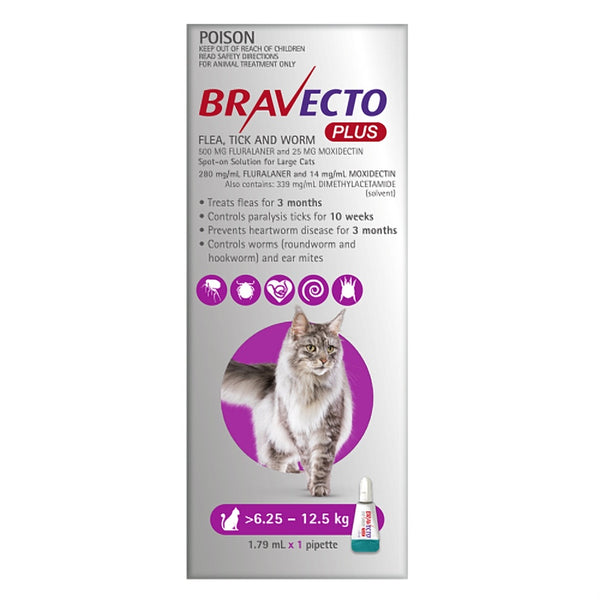 Bravecto Plus Large Cats 6.25-12.5kg