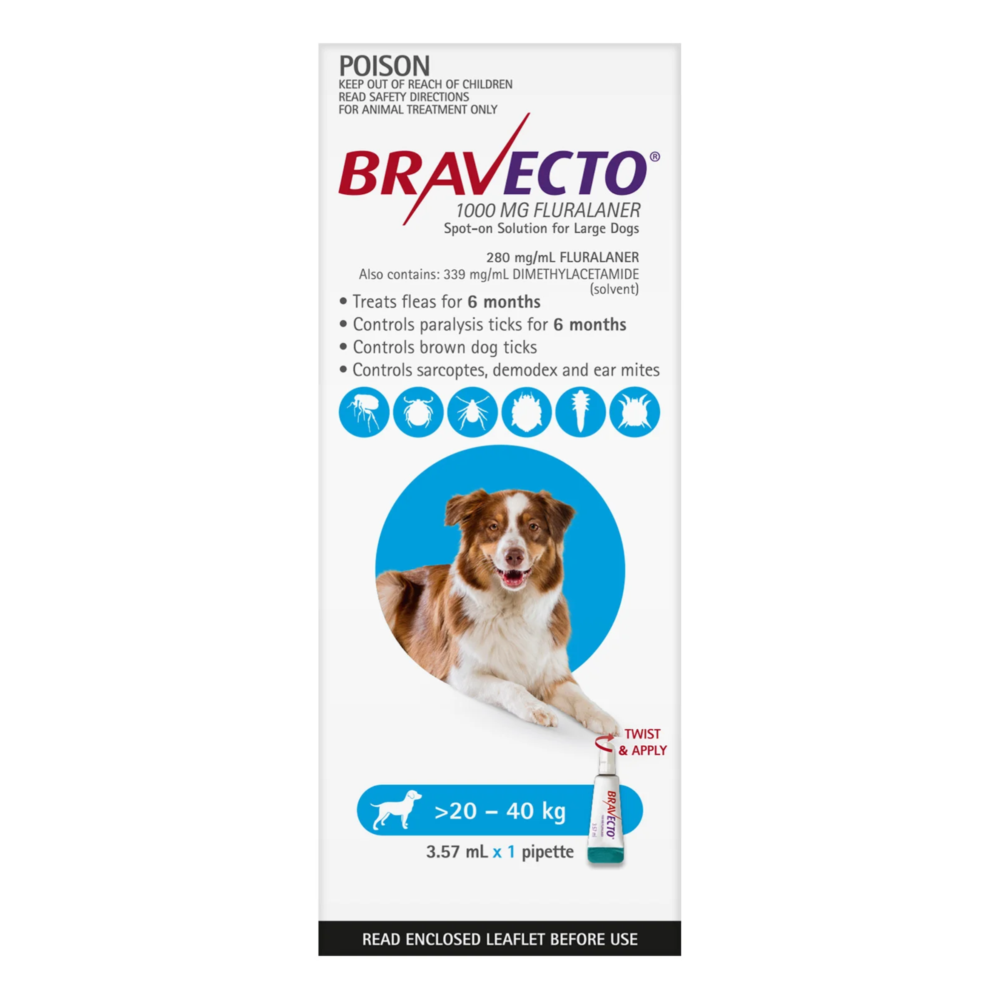 Bravecto Spot On Large Dogs 20-40kg 1 Pack