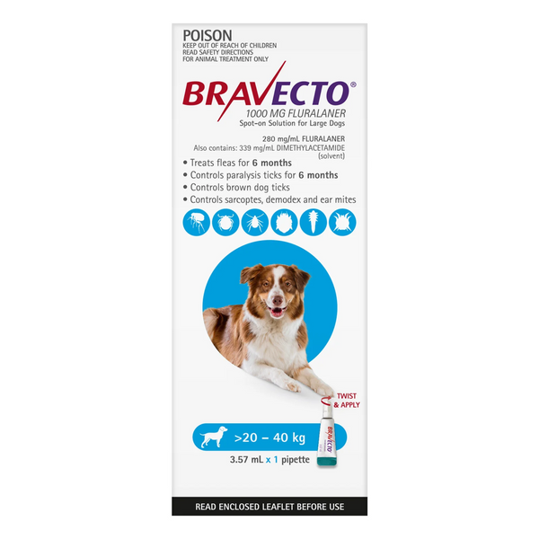 Bravecto Spot On Large Dogs 20-40kg 1 Pack