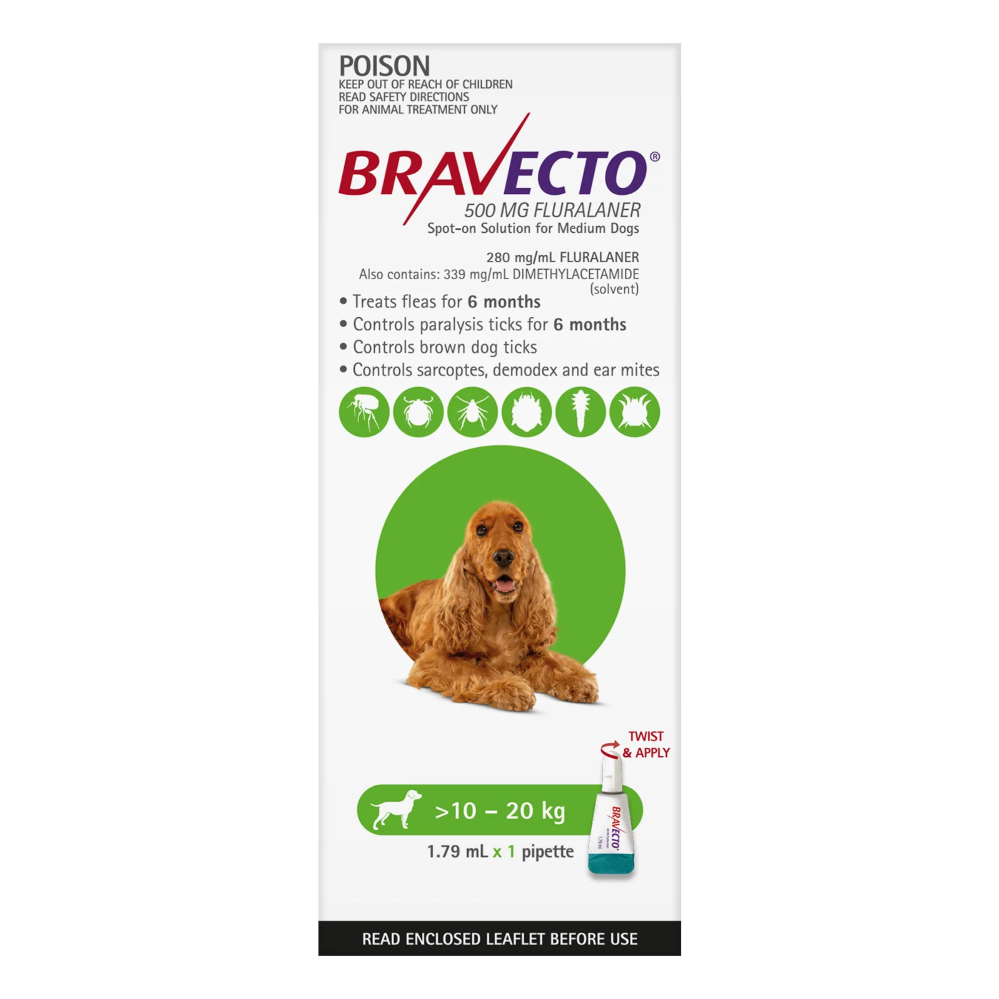 Bravecto Spot On Medium Dogs 10-20kg 1 Pack