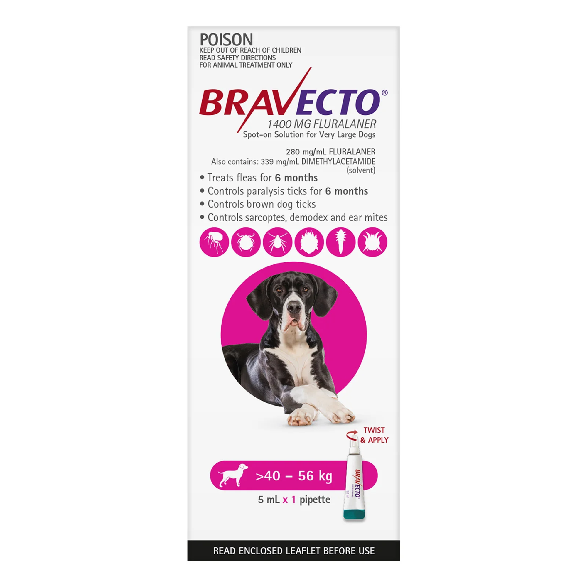 Bravecto Spot On Very Large Dogs 40-56kg 1 Pack
