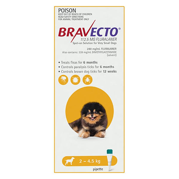 Bravecto Spot On Very Small Dogs 2-4.5kg 1 Pack
