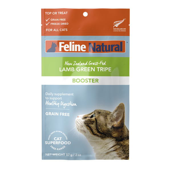 Feline Natural Grain Free Freeze Dried Cat Food Supplement Lamb Green Tripe 57g