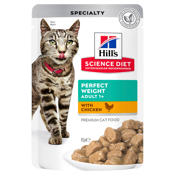 Hill's Science Diet Adult Perfect Weight Chicken Pouch Cat Food 85g x 12