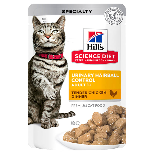 Hill's Science Diet Adult Urinary Hairball Control Chicken Pouch Cat Food 85g x 12