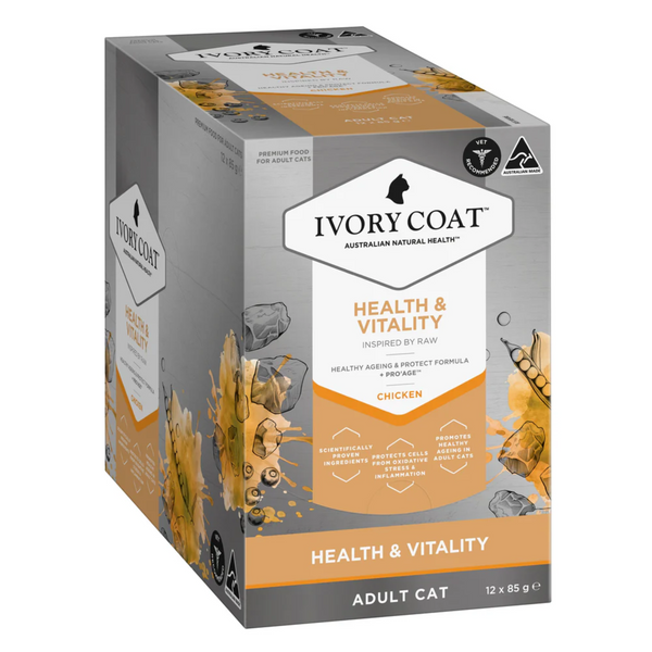 Ivory Coat Inspired By Raw Health & Vitality Chicken Wet Cat Food 85g x 12
