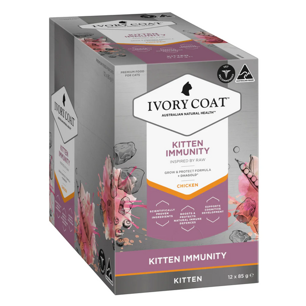 Ivory Coat Inspired By Raw Immunity Chicken Wet Kitten Food 85g x 12