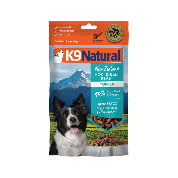 K9 Natural Grain Free Freeze Dried Dog Food Topper Hoki & Beef 100g