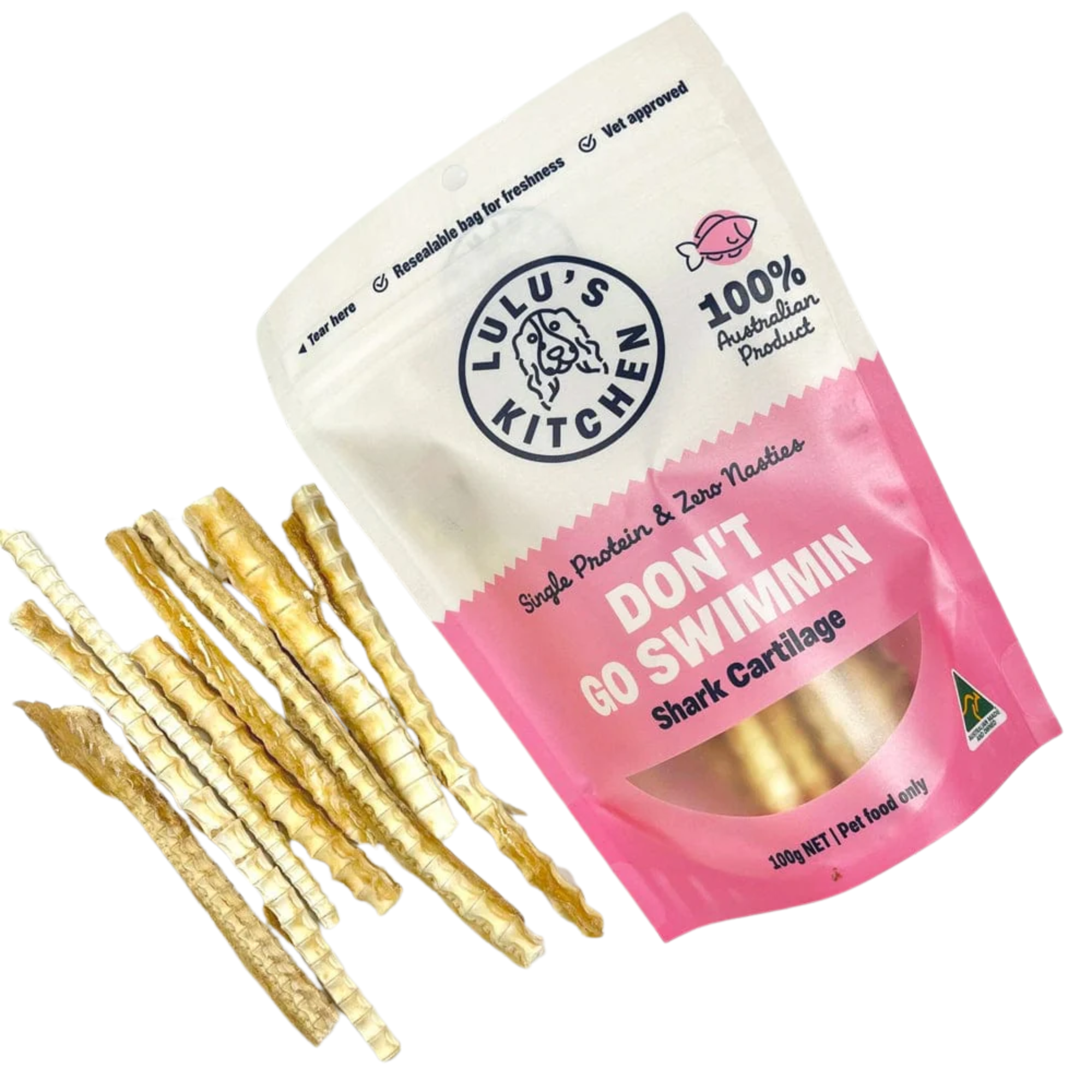 Lulu's Kitchen Don't Go Swimmin Shark Cartilage Dog Treat 100g
