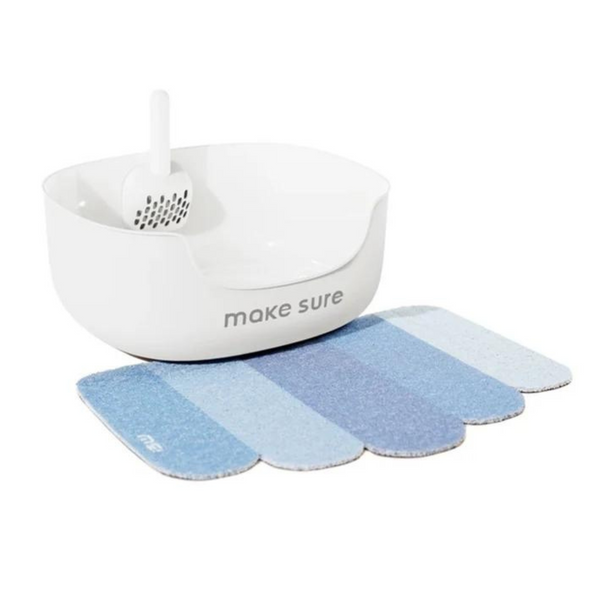 Makesure Open Cat Litter Tray and Mat White