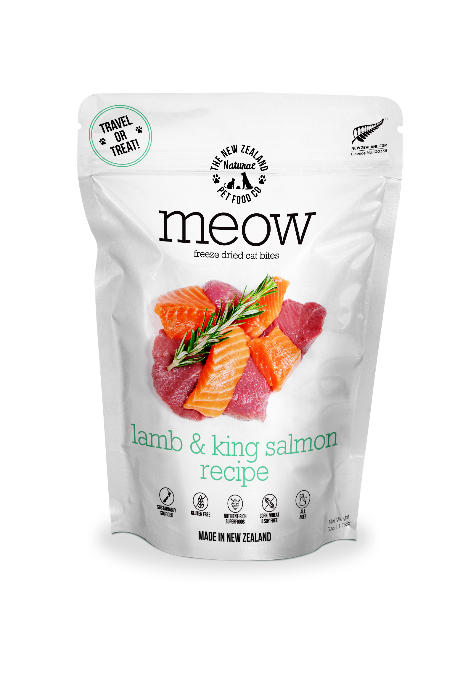 New Zealand Naturals Meow Freeze Dried Cat Treat Lamb & Salmon 50g