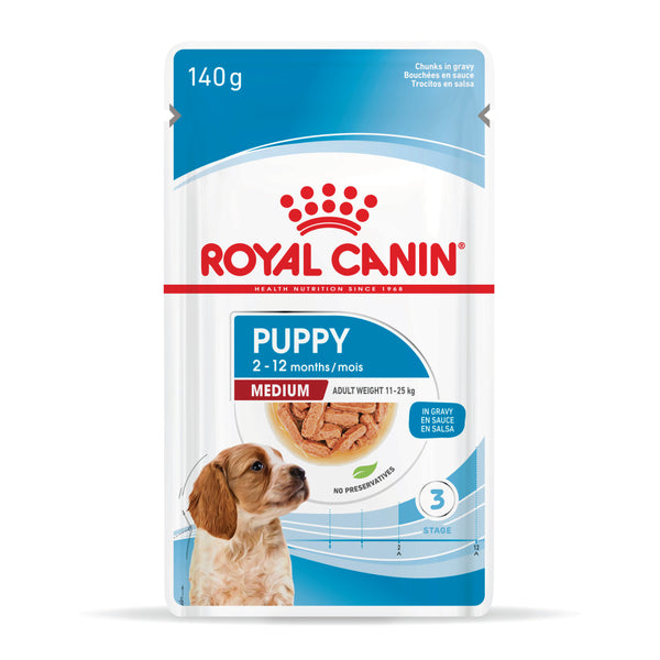 Royal Canin Medium Puppy Wet Dog Food Pouches 140g x 10