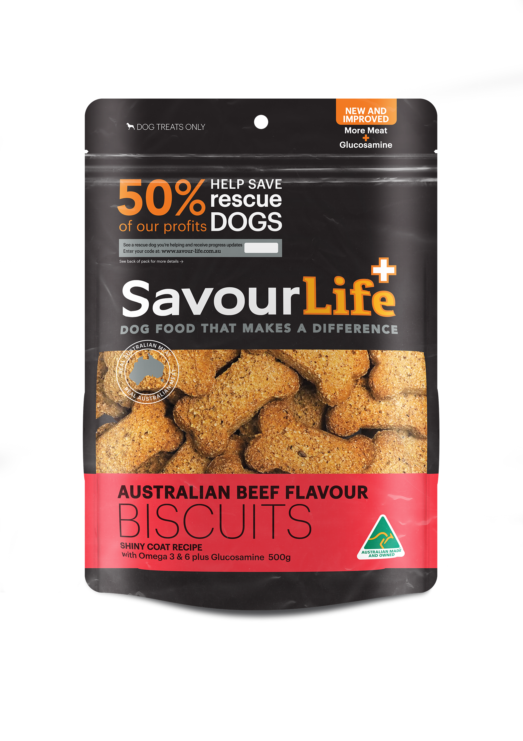 SavourLife Dog Treat Australian Beef Flavour Biscuits 500g