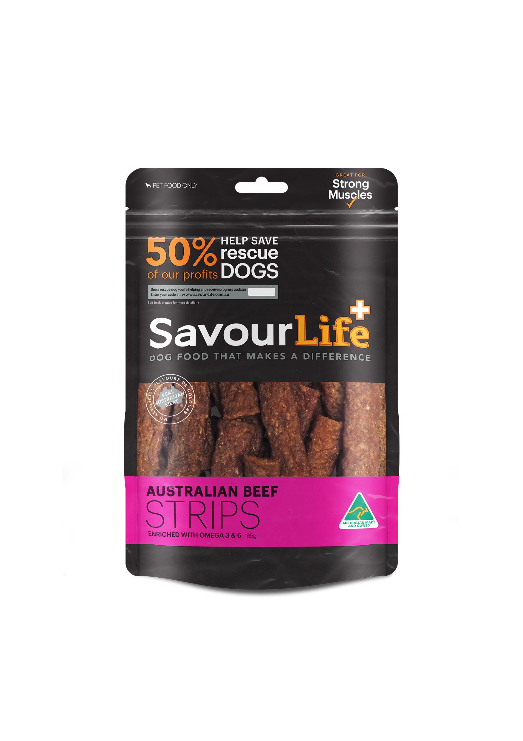 SavourLife Dog Treat Australian Beef Strips 165g