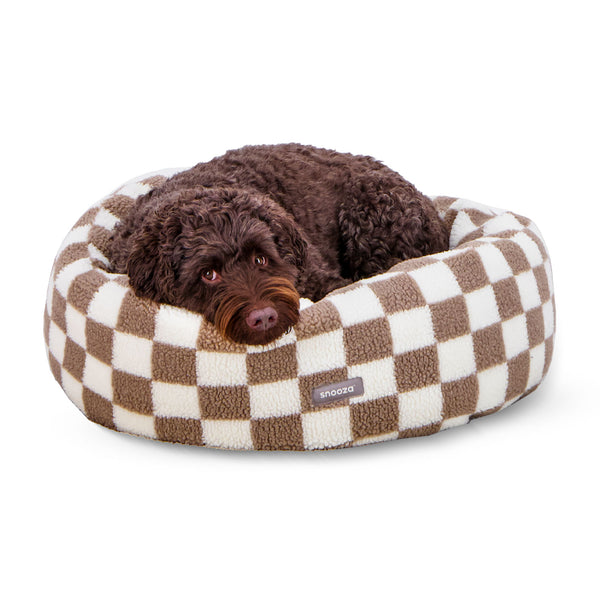 Snooza Checkerboard Cuddler Dog Bed Sand Dune