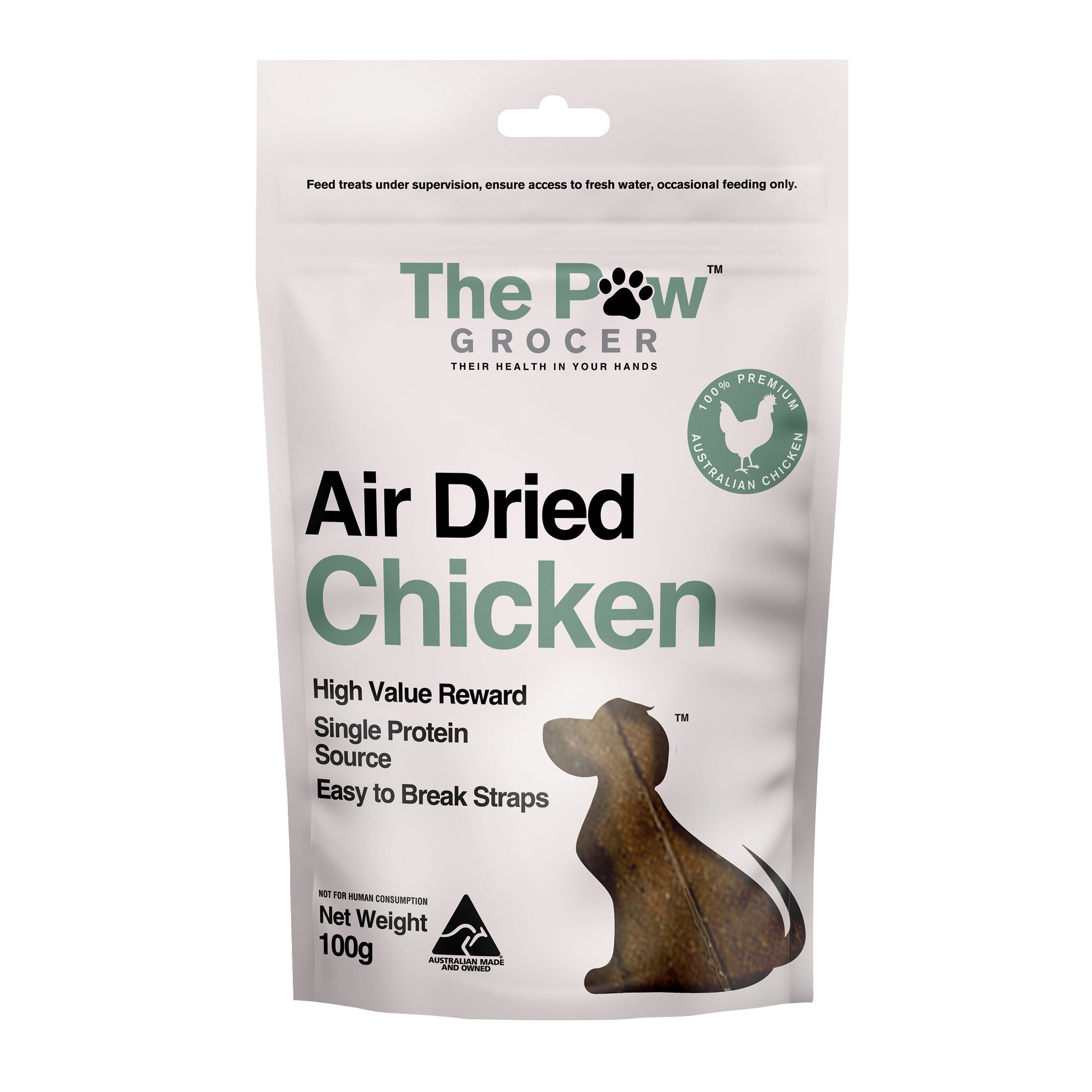 The Paw Grocer Air Dried Dog Training Treats Chicken Straps 100g