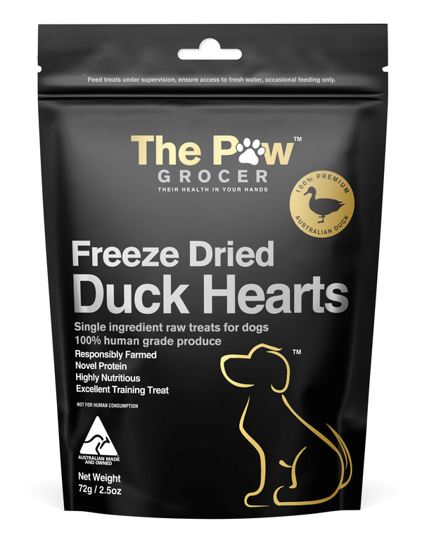 The Paw Grocer Black Label Dog and Cat Treat Duck Heart 72g