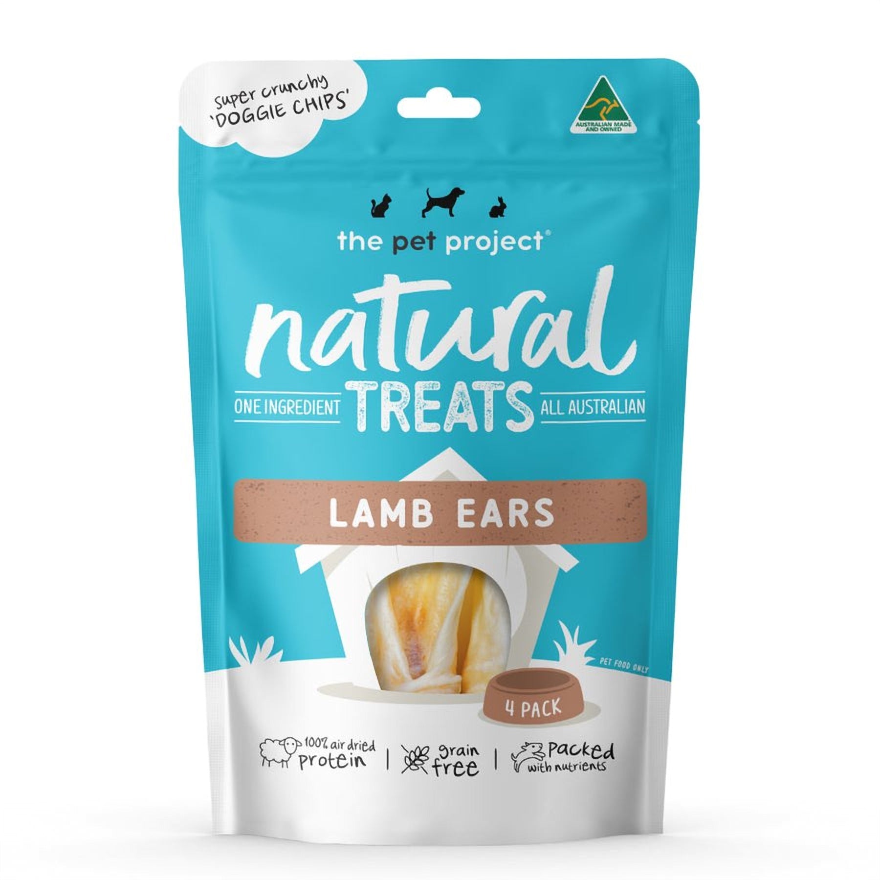 The Pet Project Australian Lamb Ears Dog Treat 4 Pack