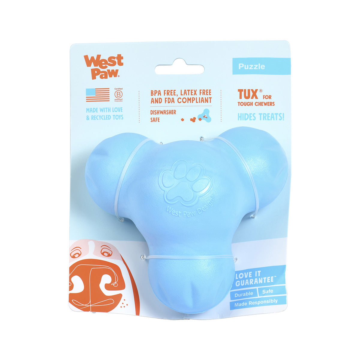 West Paw Tux Treat Dispenser Dog Toy Blue