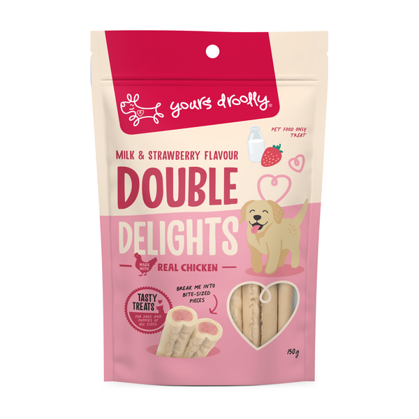 Yours Droolly Double Delights Milk & Strawberry Dog Treat 150g