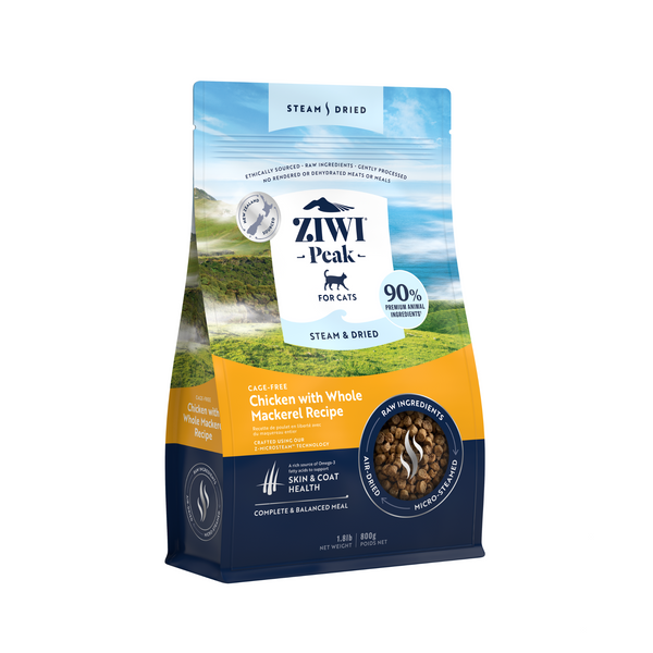 Ziwi Peak Steam & Dried Cage Free Chicken With Whole Mackerel Dry Cat Food