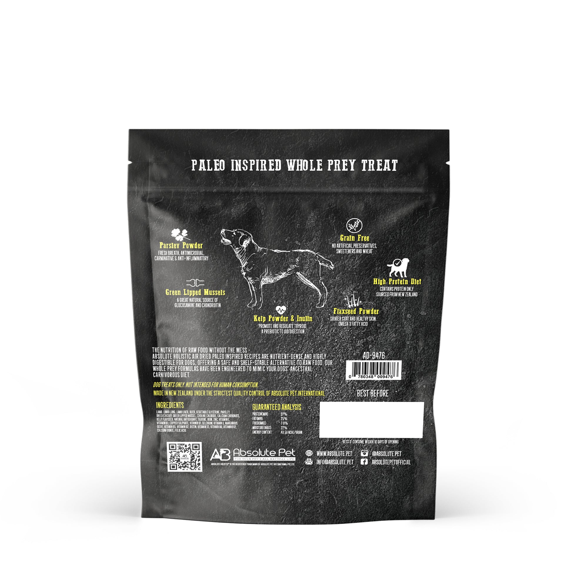 Absolute Holistic Air Dried Dog Treats Lamb & Duck 200g