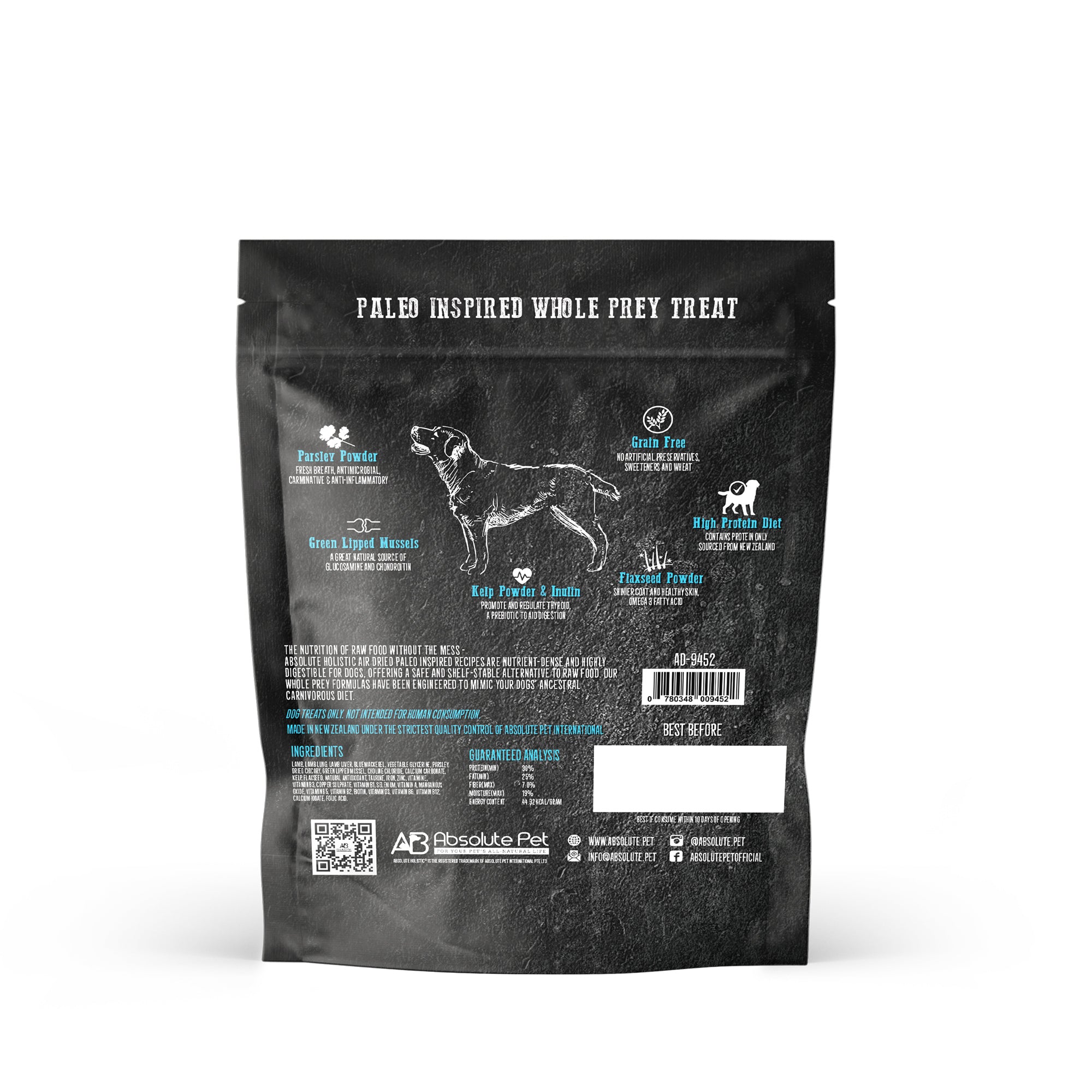 Absolute Holistic Air Dried Dog Treats Lamb & Mackerel 200g