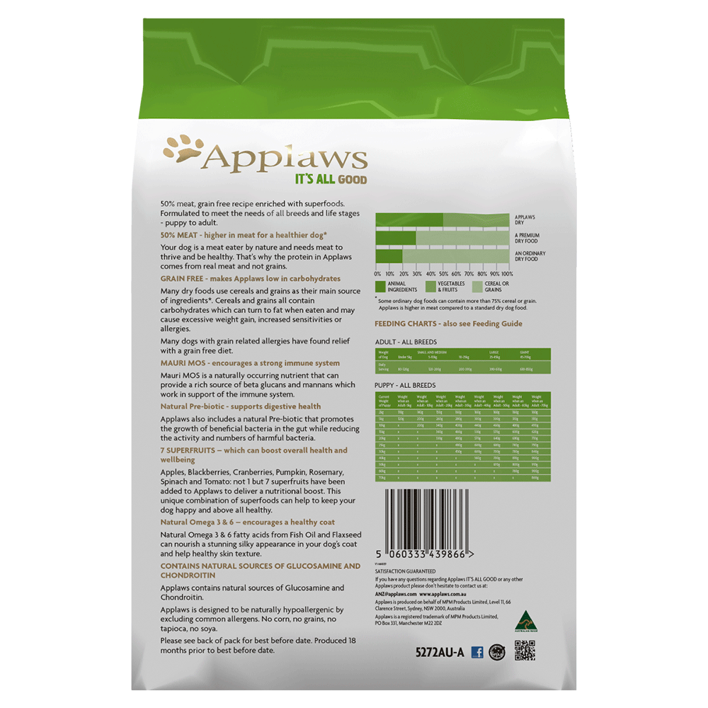 Applaws Natural Dry Dog Food Duck 2.7kg