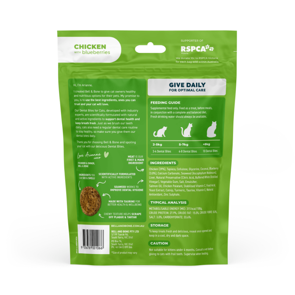Bell & Bone Cat Dental Bites Chicken with Blueberries 80g