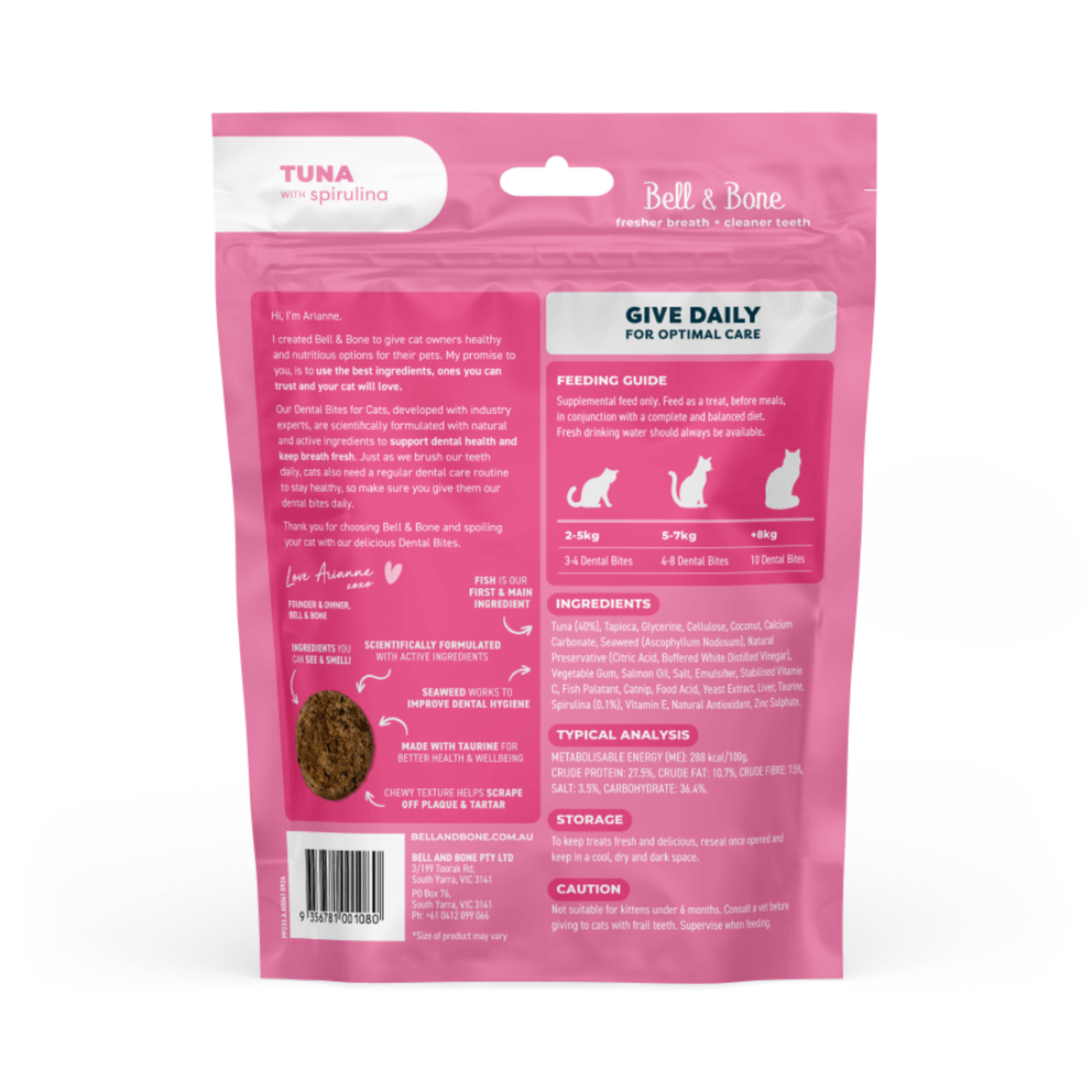 Bell & Bone Cat Dental Bites Tuna with Spirulina 80g