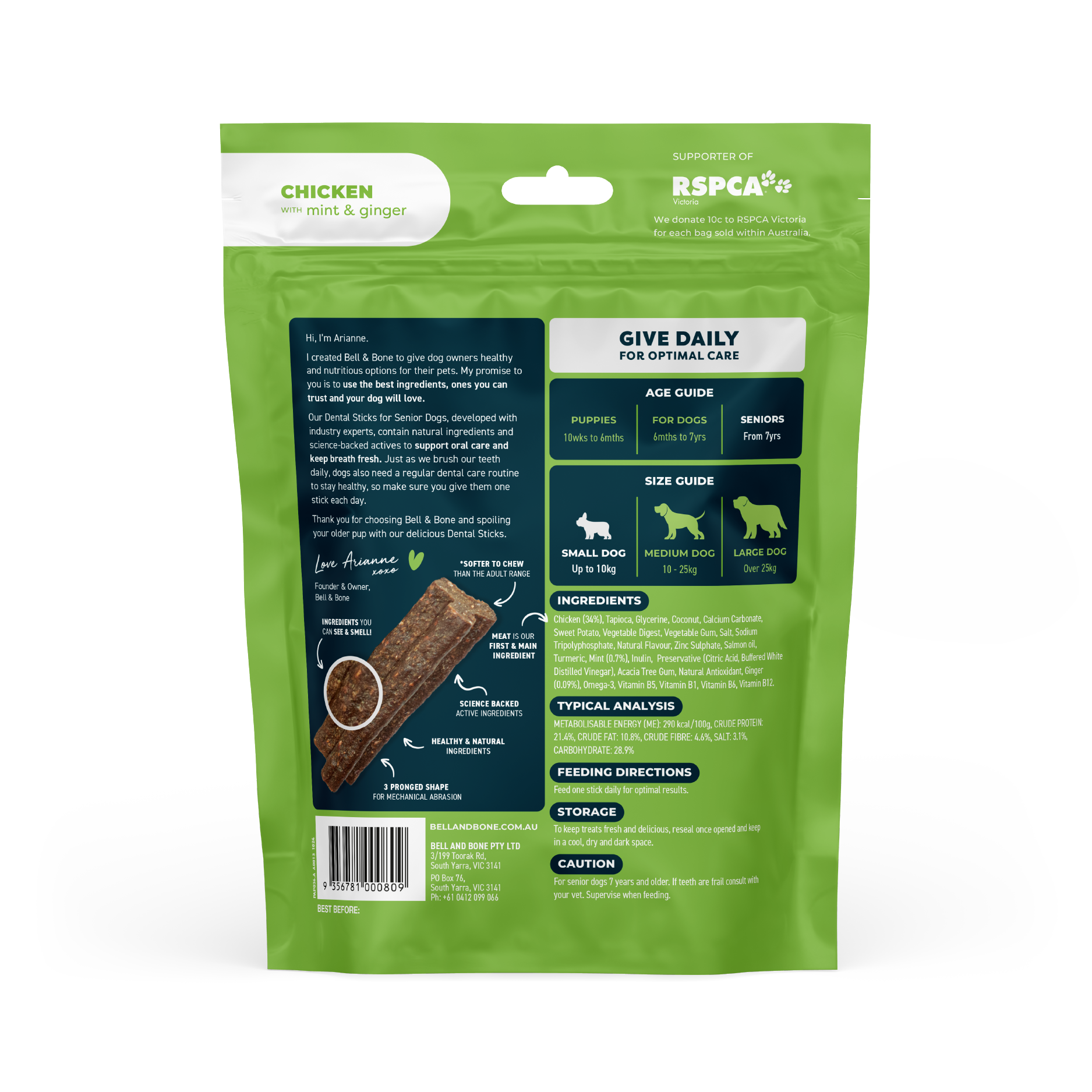 Bell & Bone Senior Dog Dental Sticks Chicken 7 Pack