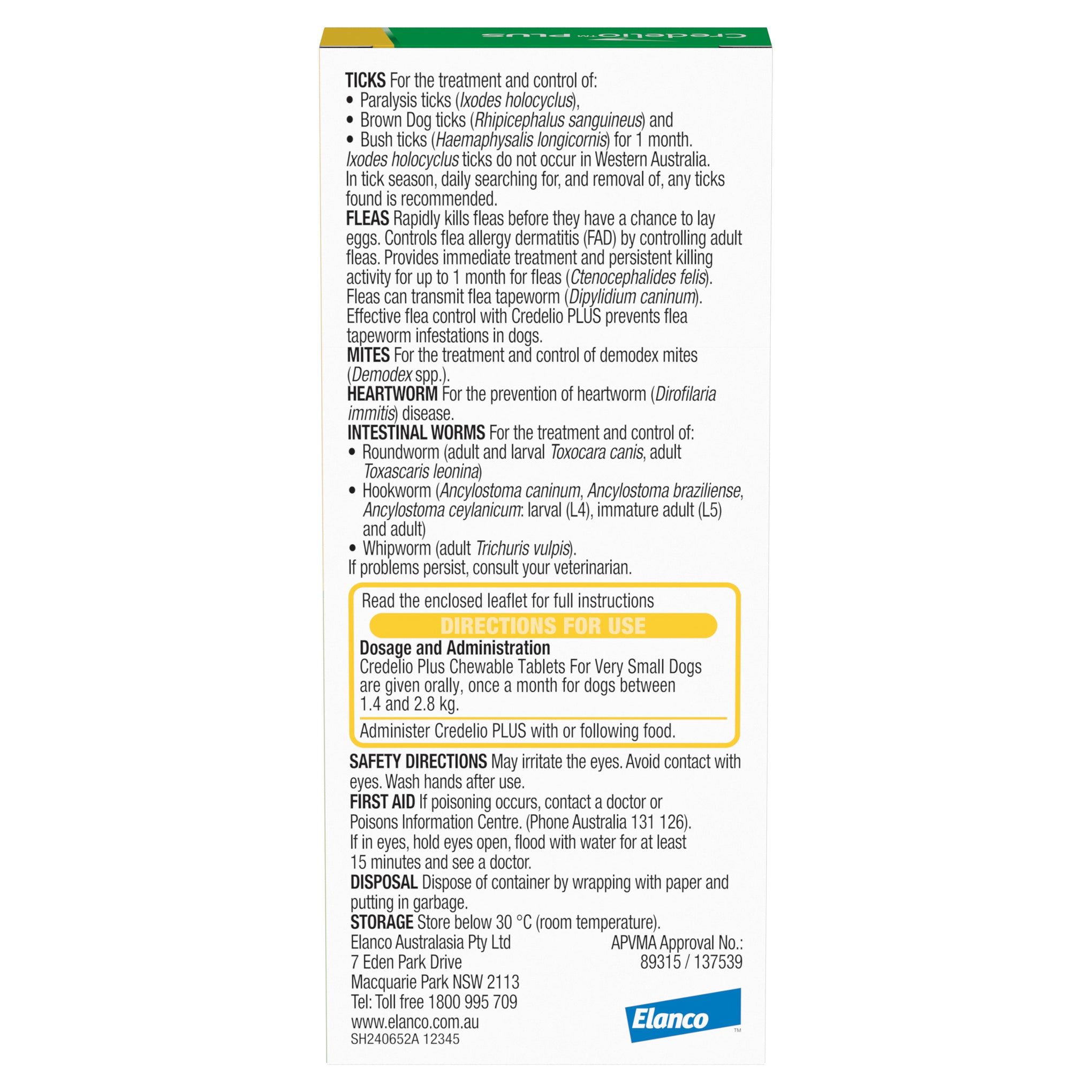 Credelio Plus Extra Small Dog Chews 1.4-2.8kg (Yellow) 1 Pack