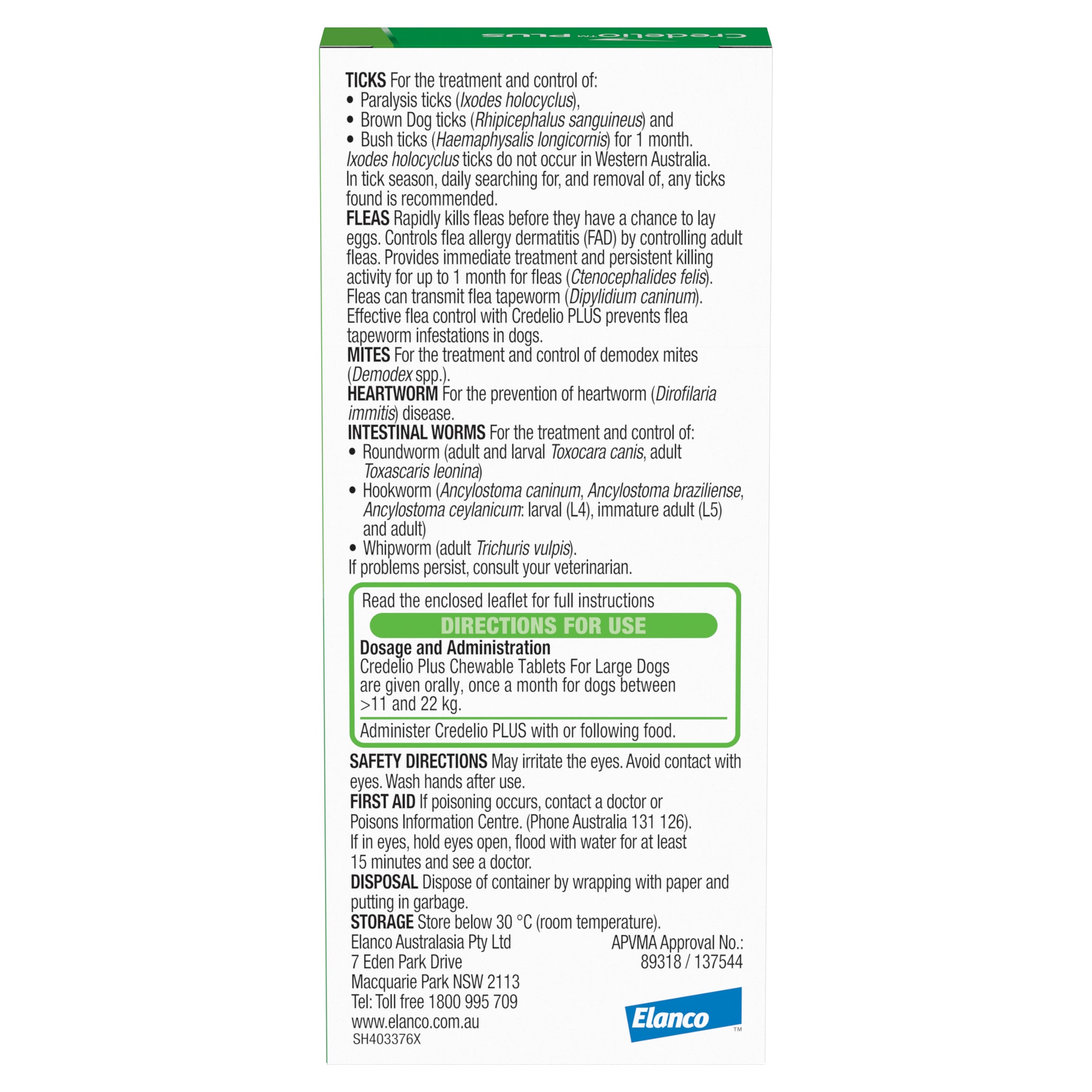 Credelio Plus Large Dog Chews 11-22kg (Green)