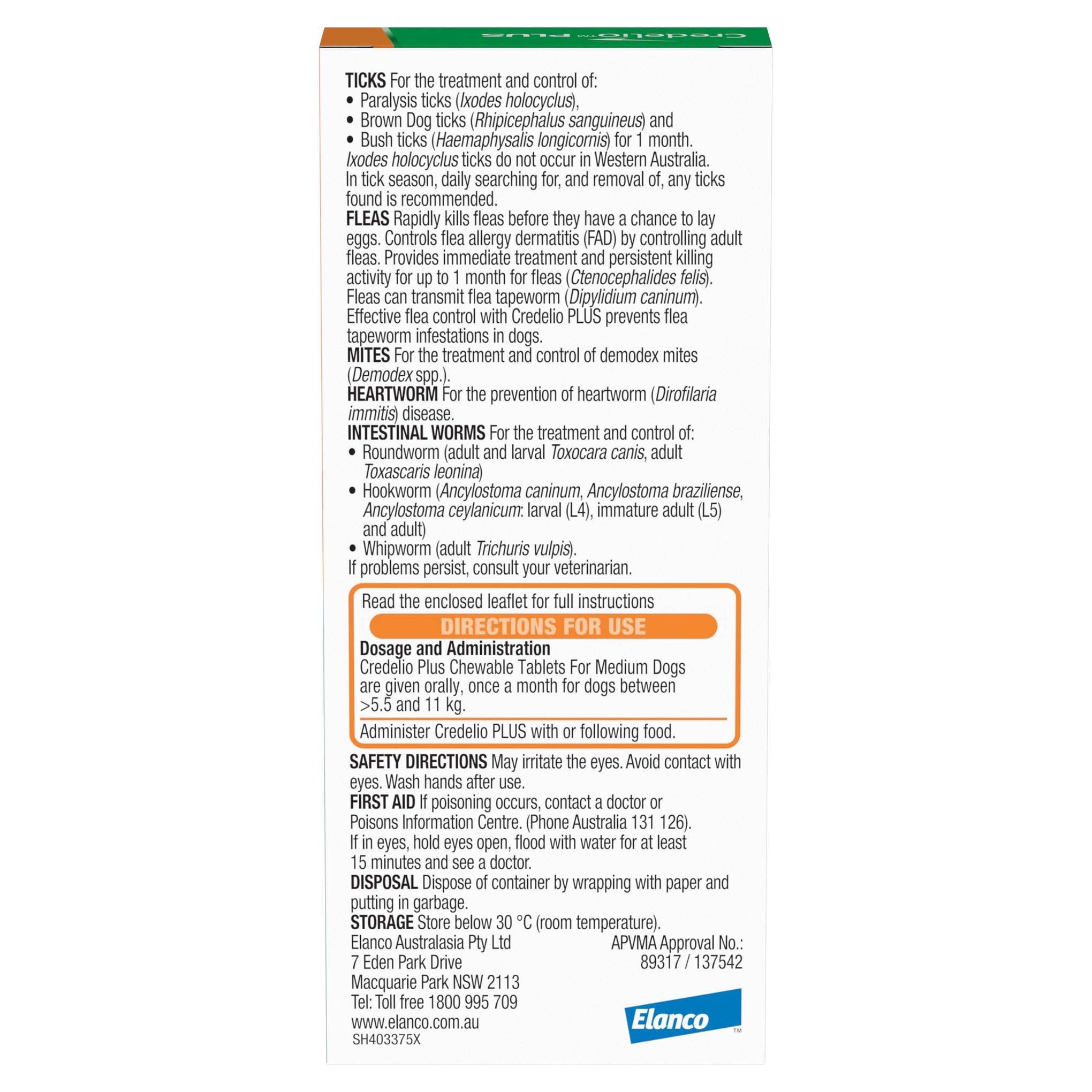 Credelio Plus Medium Dog Chews 5.5-11kg (Orange)