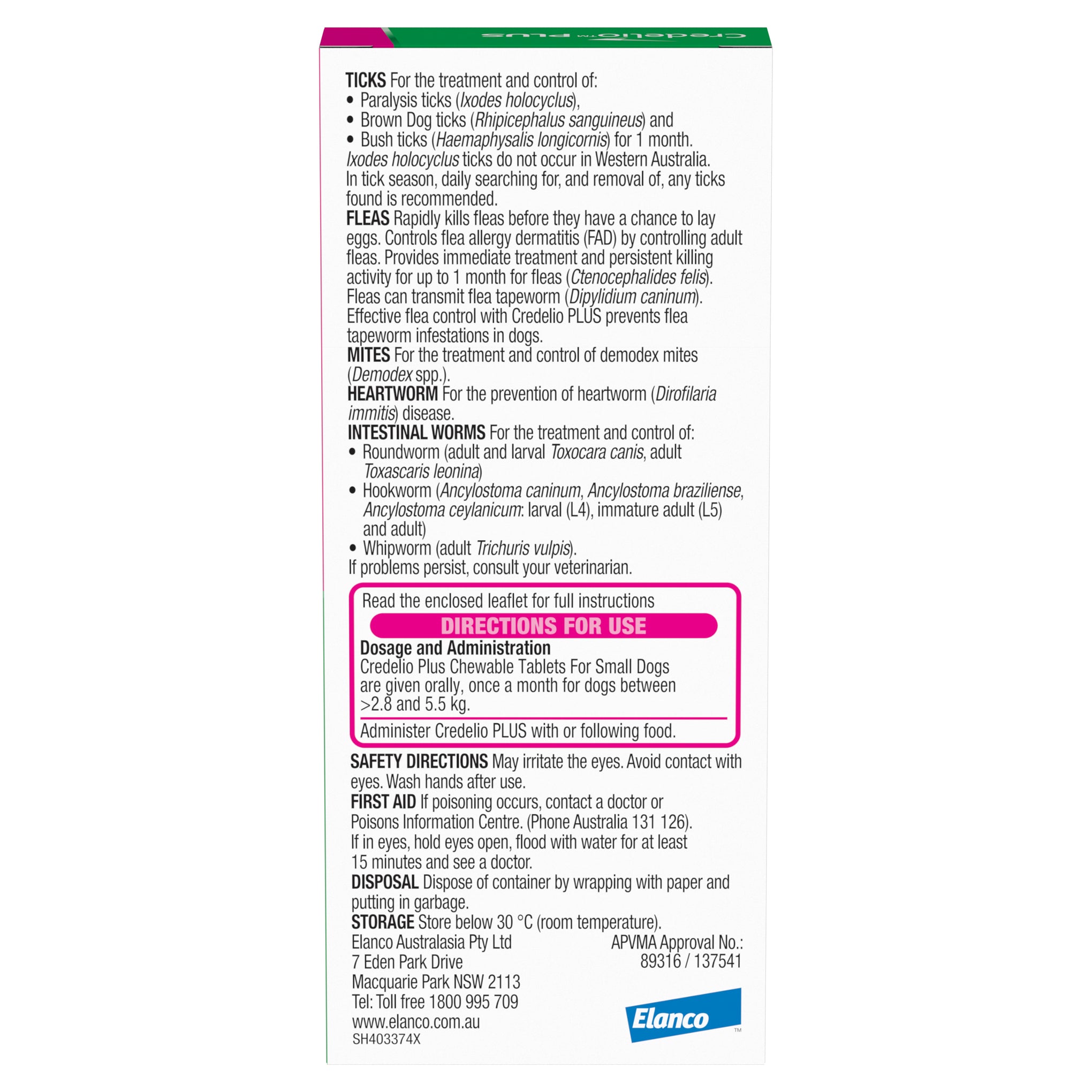 Credelio Plus Small Dog Chews 2.8-5.5kg (Pink)