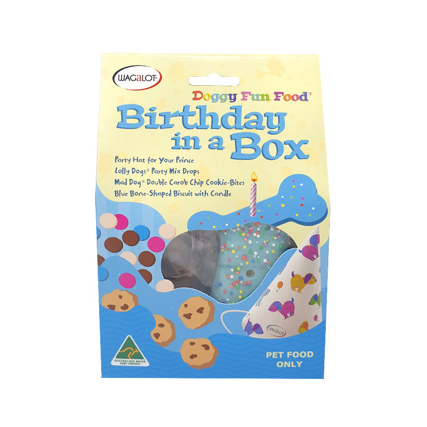 Doggy Fun Food Birthday in a Box Dog Treats Blue