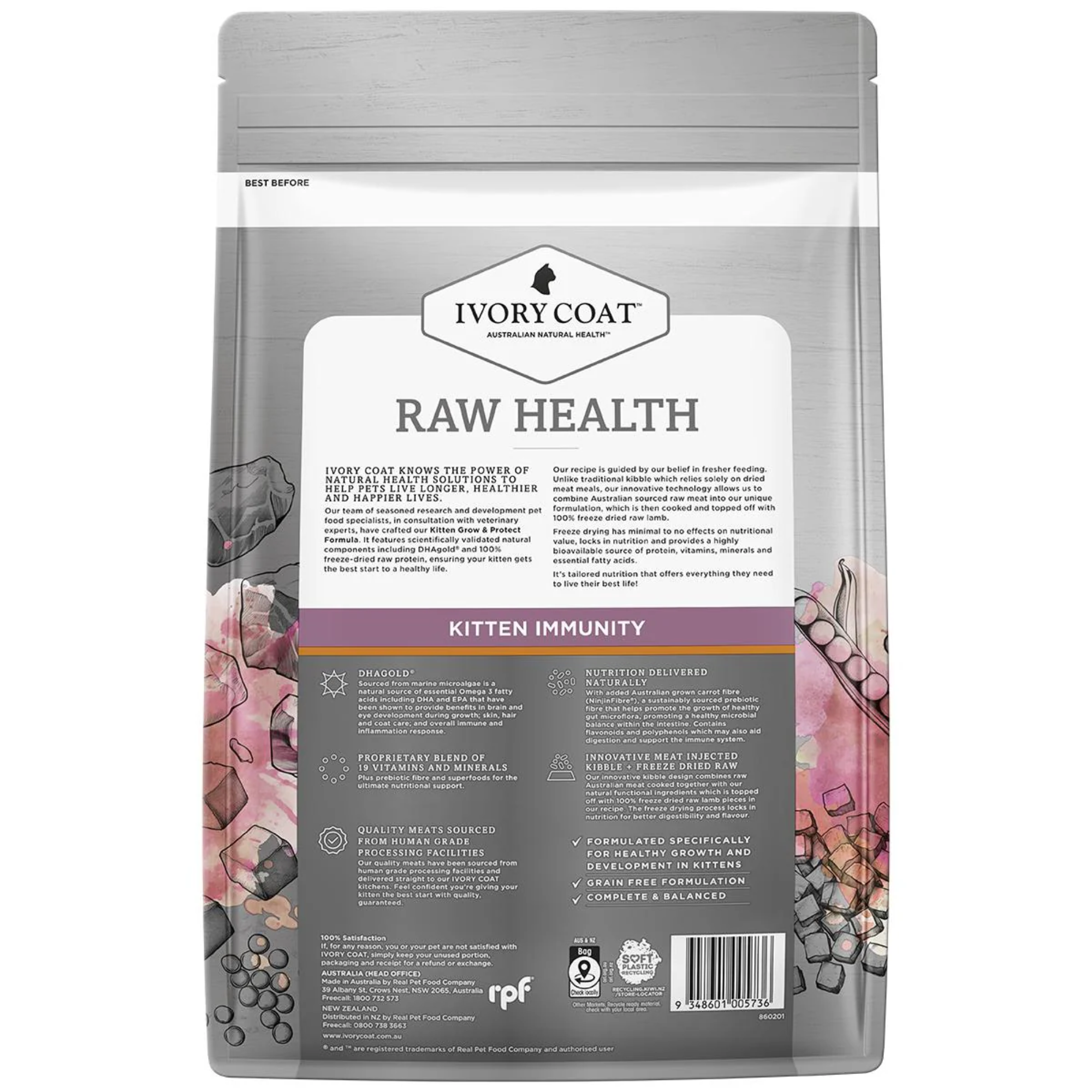 Ivory Coat Raw Health Immunity Chicken and Freeze Dried Lamb Dry Kitten Food