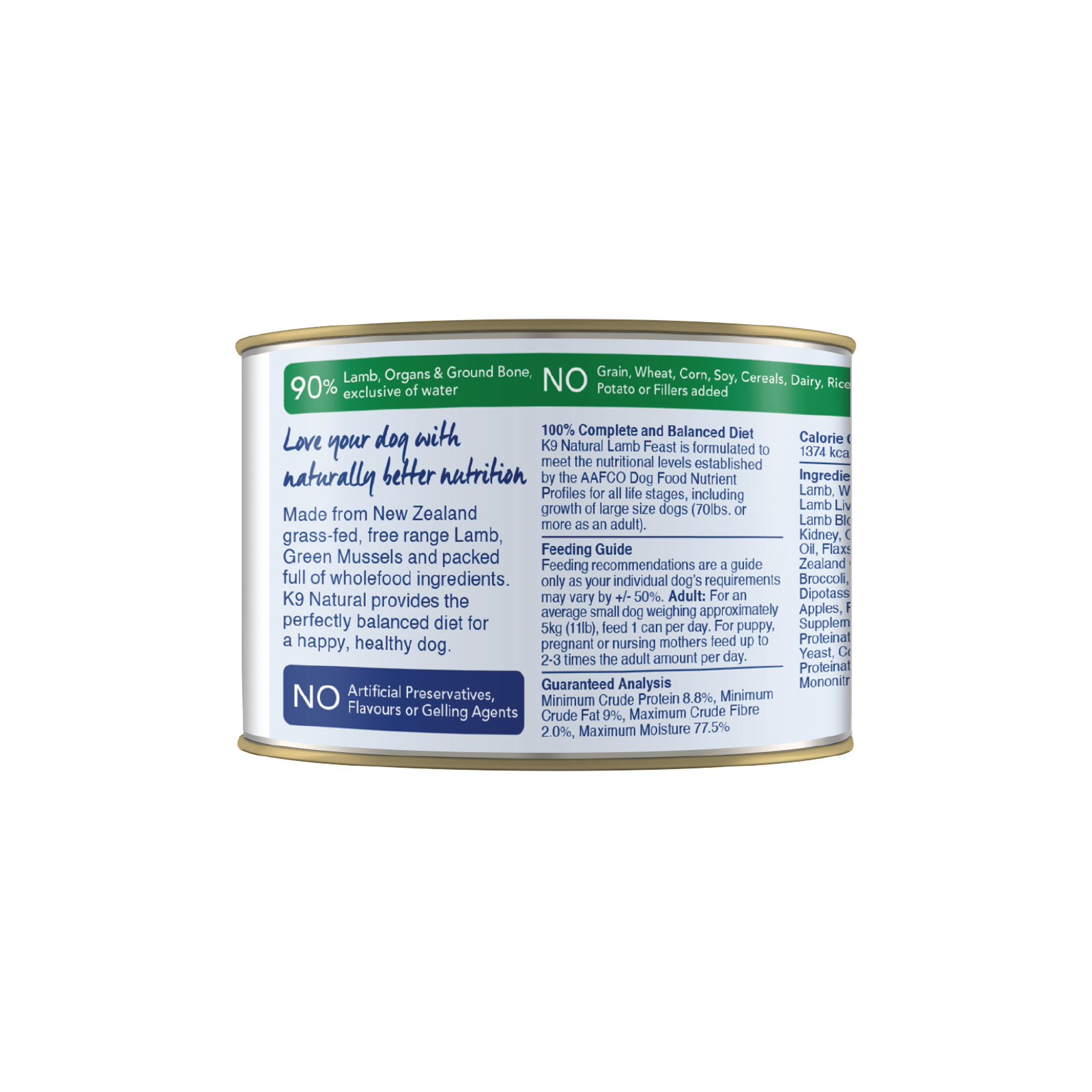 K9 Natural BPA Free & Gelatin Free Canned Dog Food Lamb