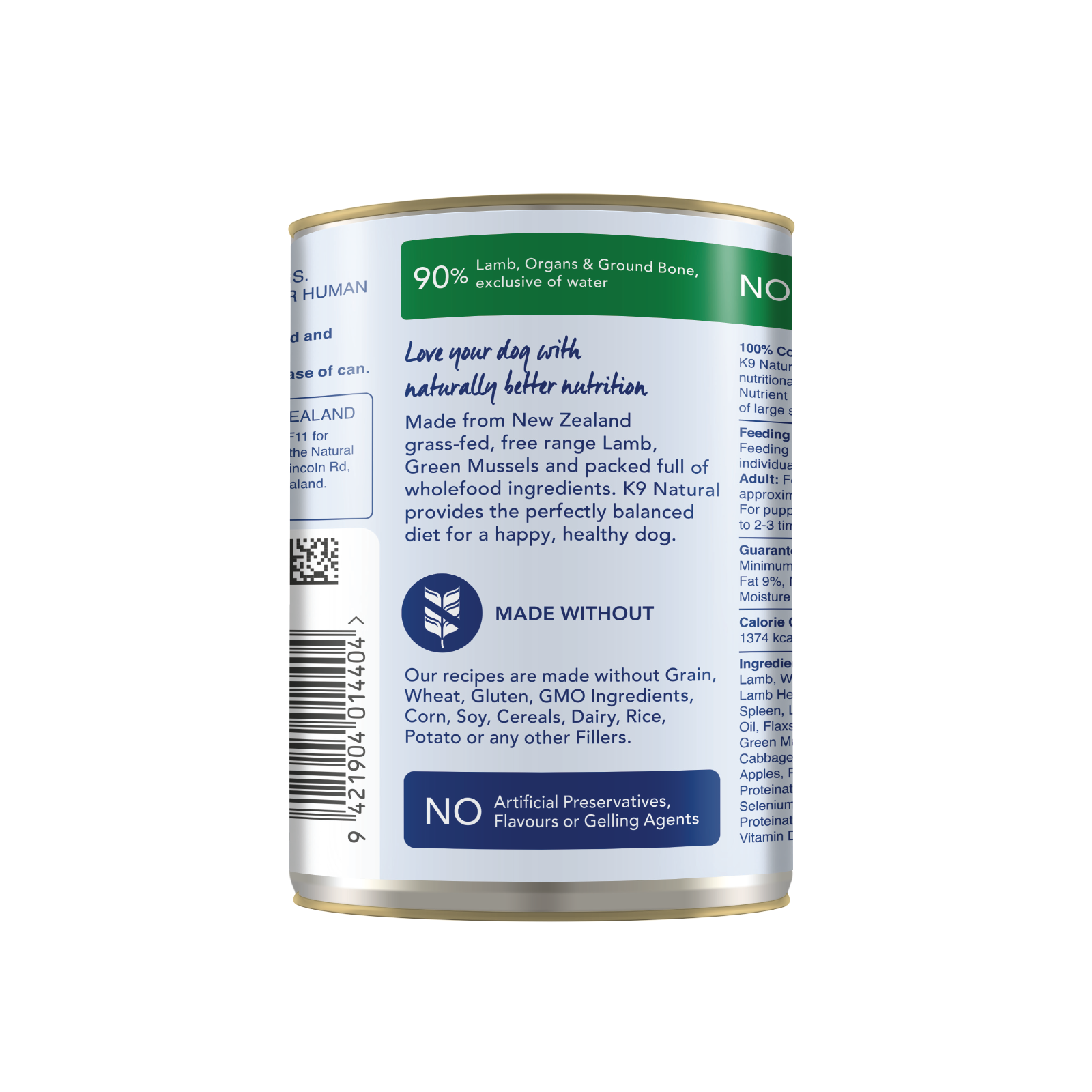 K9 Natural BPA Free & Gelatin Free Canned Dog Food Lamb