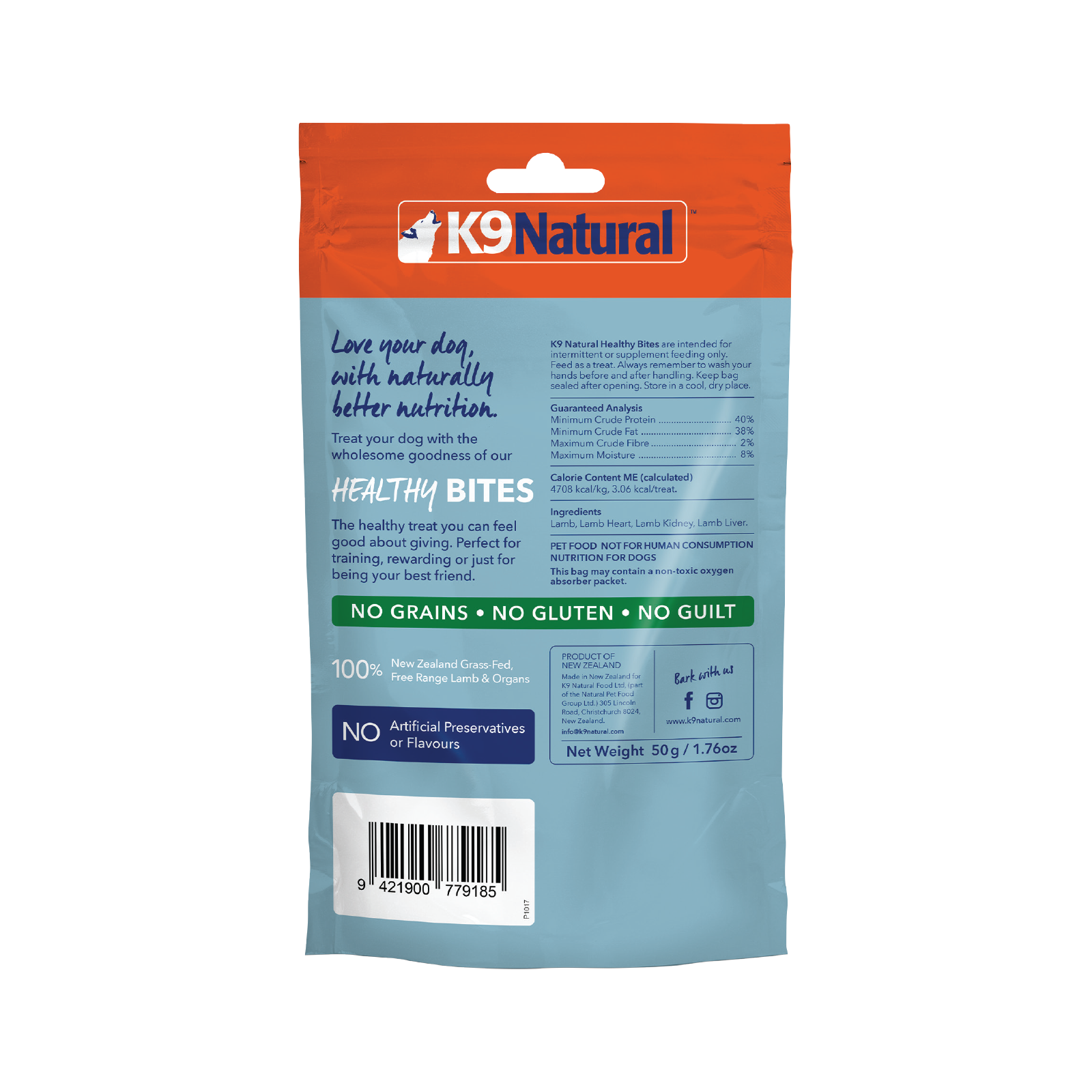 K9 Natural Grain Free Freeze Dried Dog Treats Lamb Bites 50g