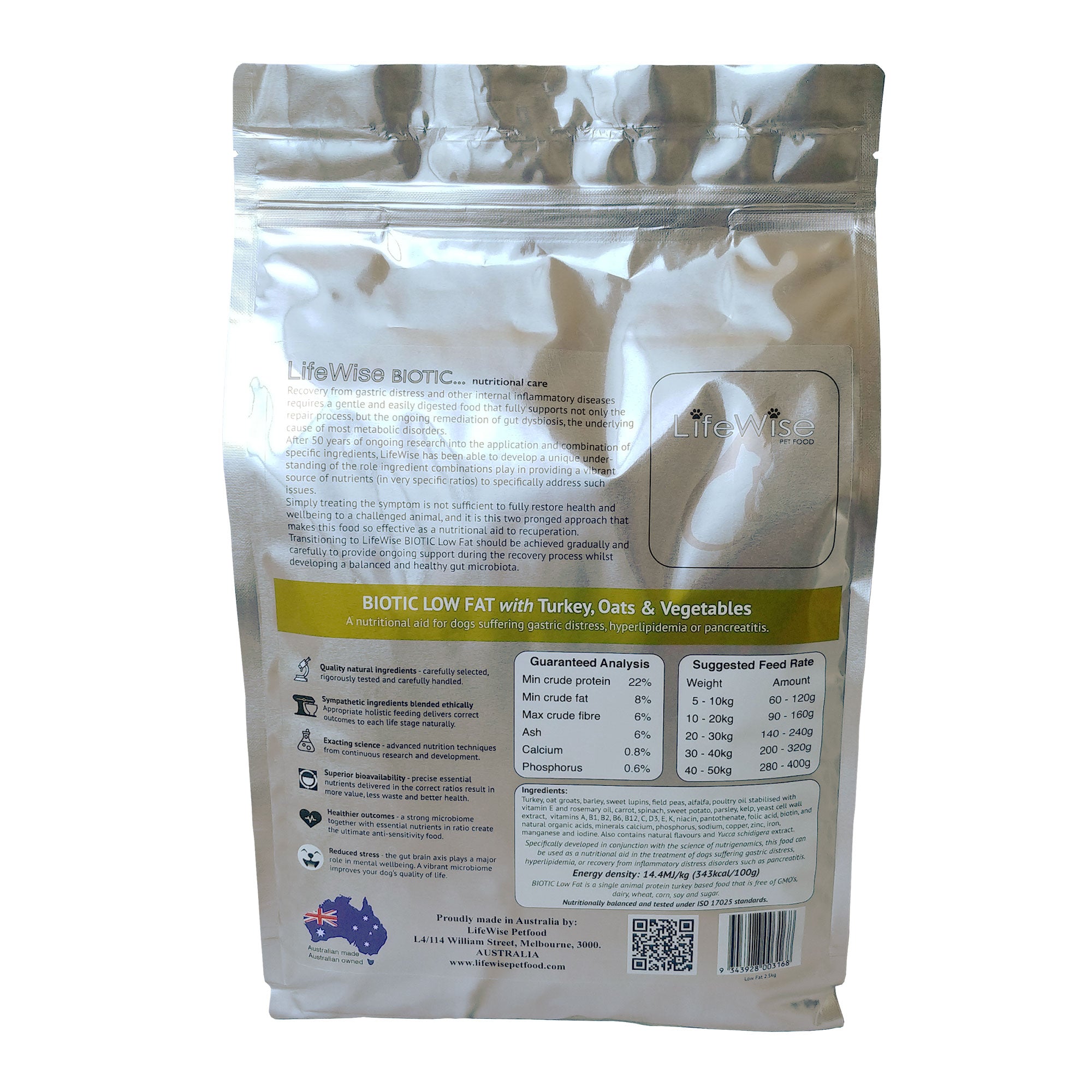 LifeWise Dog Biotic Low Fat With Turkey Oats and Vegetable Dry Food