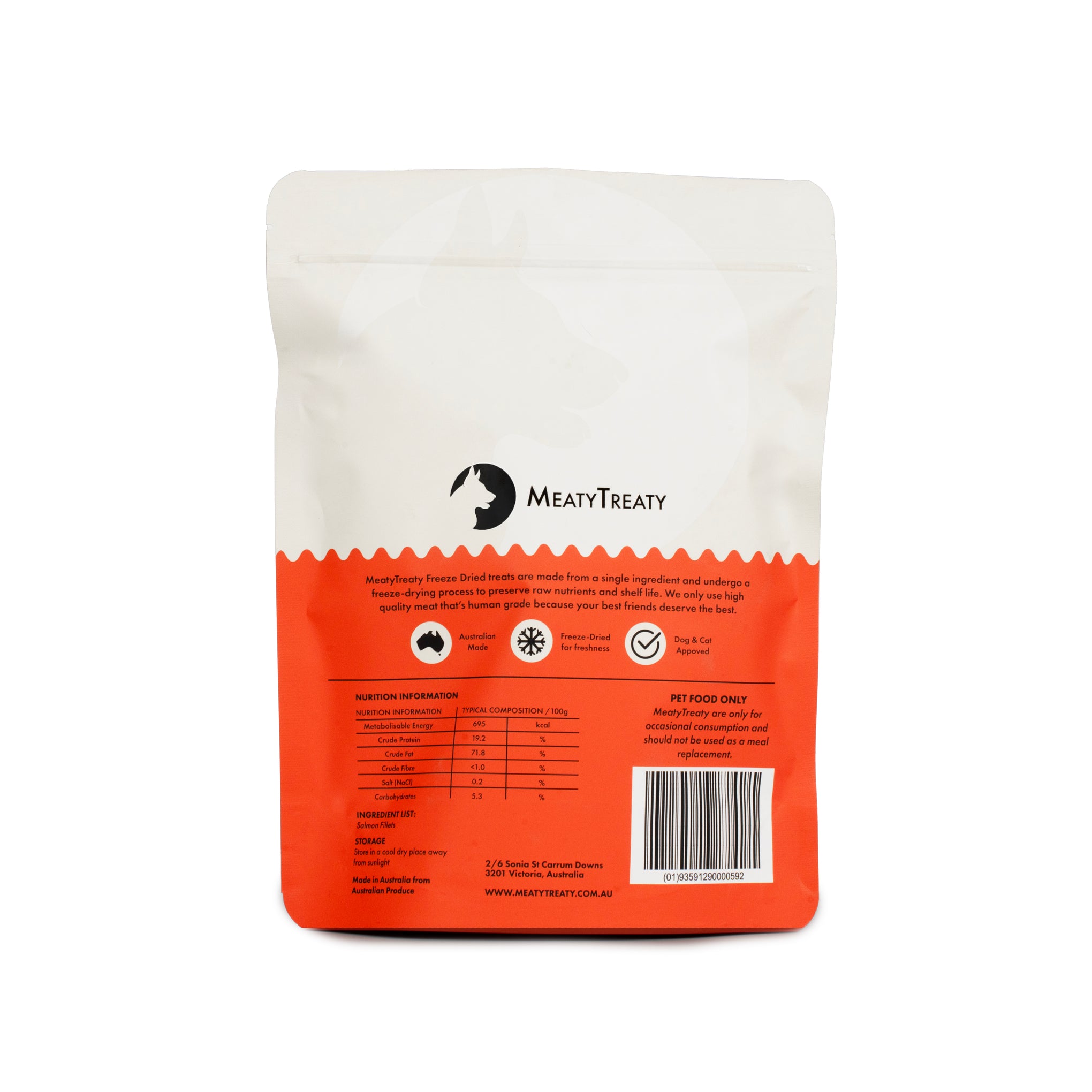 Meaty Treaty Freeze Dried Australian Salmon Fillet Cat & Dog Treats 80g