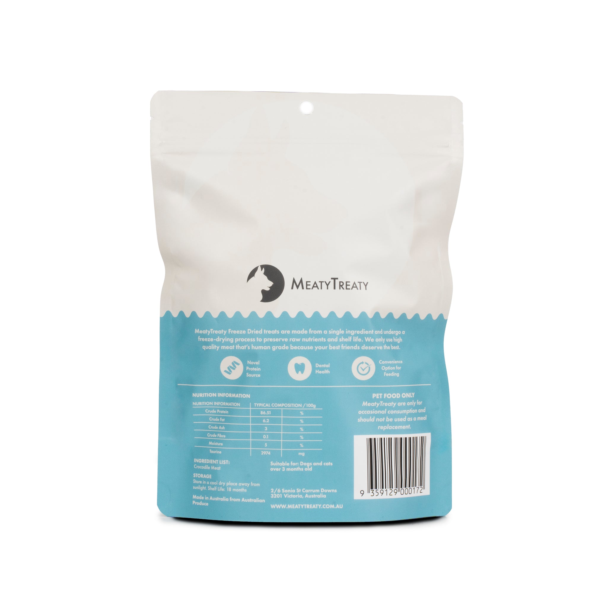 Meaty Treaty Freeze Dried Crocodile Cat & Dog Treats 50g